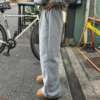 (Unisex) Fleece-stuffed elastic waist pants