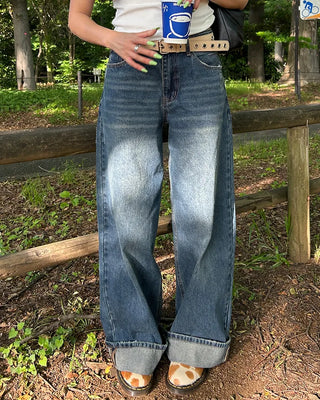 (Unisex) One-flap hip pocket wide jeans