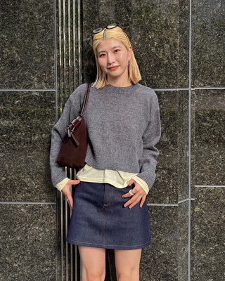 Cropped round knit