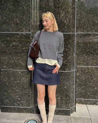 Cropped round knit