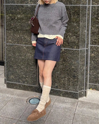 Suede eyelet loafers