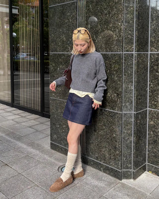 Cropped round knit