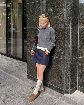 Cropped round knit
