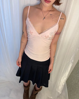 Flower bead lace V-neck camisole