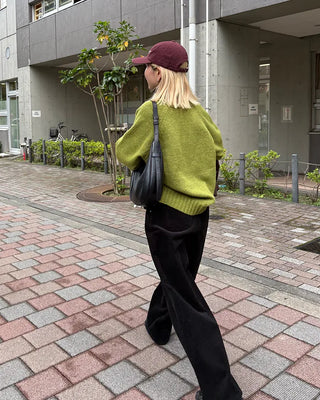 V-neck Bold Rib Sweater