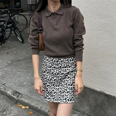 Half-button collar knit