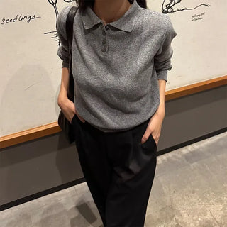 Half-button collar knit