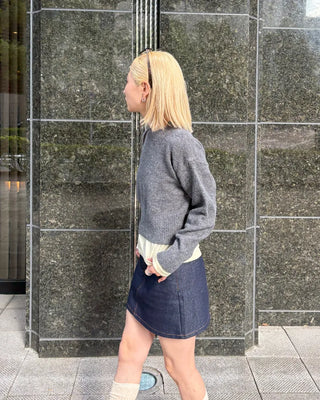Cropped round knit