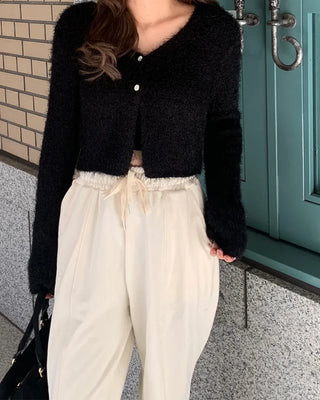 Plain elastic waist sweatpants