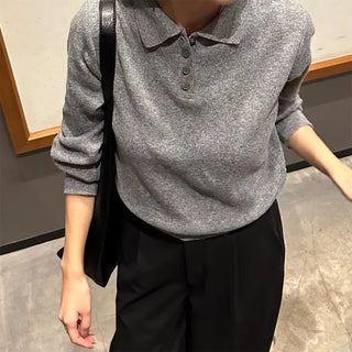 Half-button collar knit