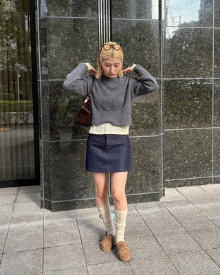 Cropped round knit