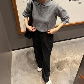Half-button collar knit