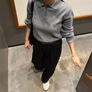 Half-button collar knit