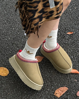 Ethnic suede platform shoes