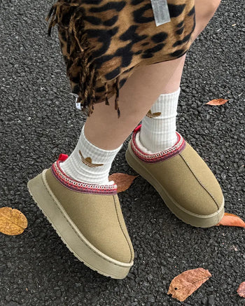 Ethnic suede platform shoes
