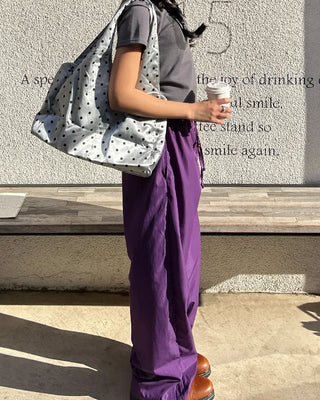 Polka Dot Nylon Tote Bag