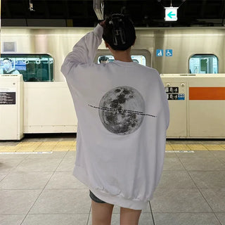 Moon print back point sweatshirt
