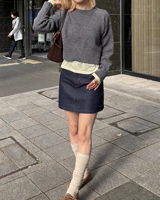 Cropped round knit