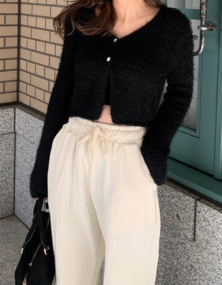 Plain elastic waist sweatpants