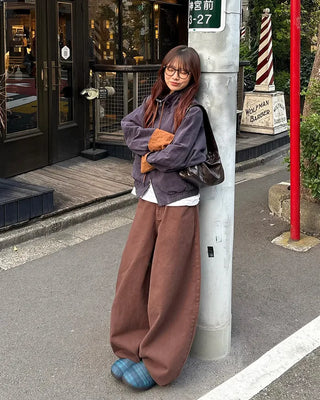 Drawstring high-neck zip-up jacket