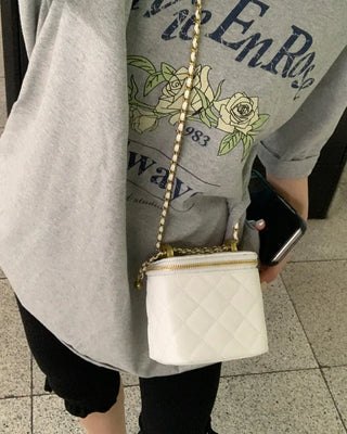 Gold Point Quilted Mini Vanity Bag
