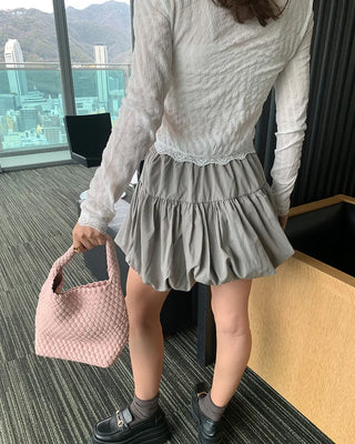 V-neck lace crop cardigan