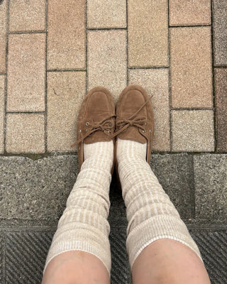 Suede eyelet loafers