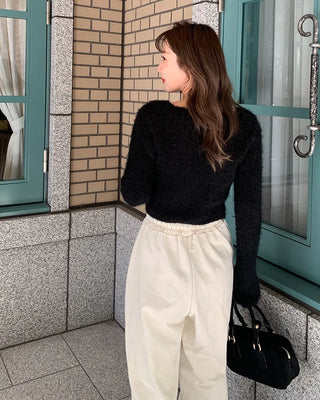 Balloon Sleeve Embossed Jumper