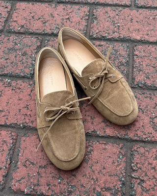 Suede eyelet loafers
