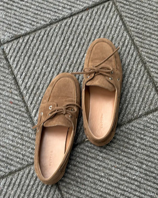 Suede eyelet loafers