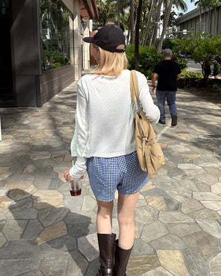Ribbed perforated slim cardigan