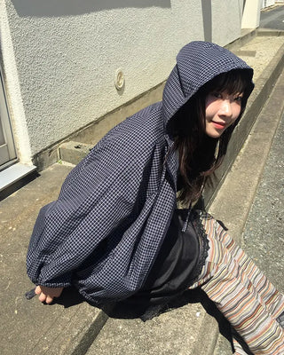 Checkered windbreaker hoodie