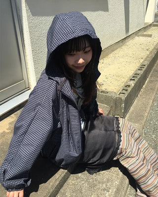 Checkered windbreaker hoodie