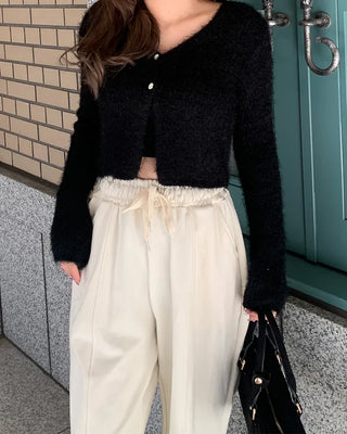 Plain elastic waist sweatpants