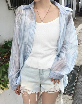 [4 colors] Pastel Summer Stripe Shirt