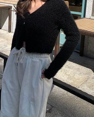 Plain elastic waist sweatpants