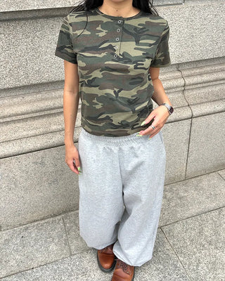 (ORIGINAL) Lettering Camo Half T-Shirt