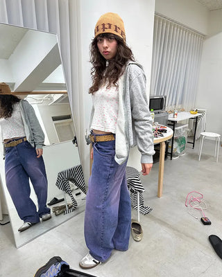 (ORIGINAL) Loose-fit denim pants (purple)
