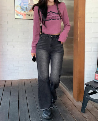 Pocket Tassel Denim Wide Pants (2 colors)
