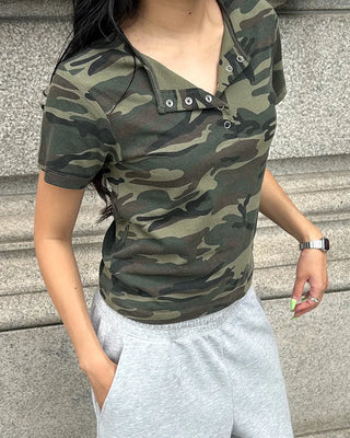(ORIGINAL) Lettering Camo Half T-Shirt
