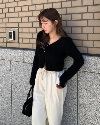 Plain elastic waist sweatpants