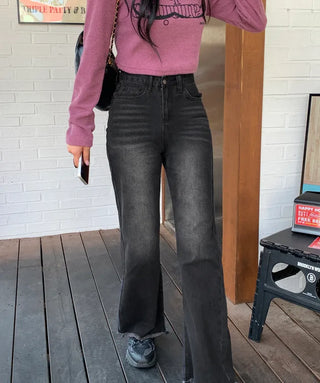 Pocket Tassel Denim Wide Pants (2 colors)