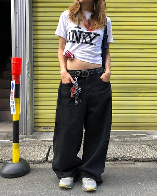 Patch button hem side outseam cotton pants