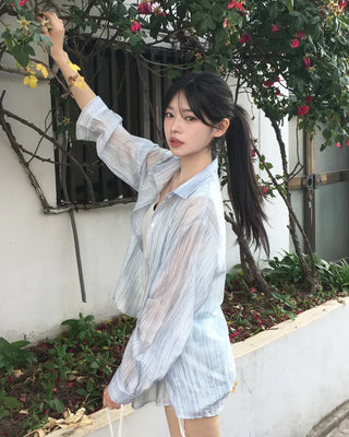 [4 colors] Pastel Summer Stripe Shirt