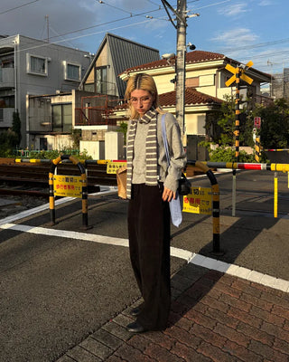Striped Slim Knit Scarf