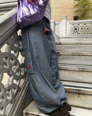 Pencil stripe balloon carpenter pants