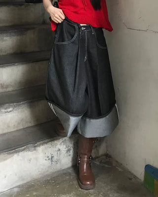 Raw denim Bermuda shorts