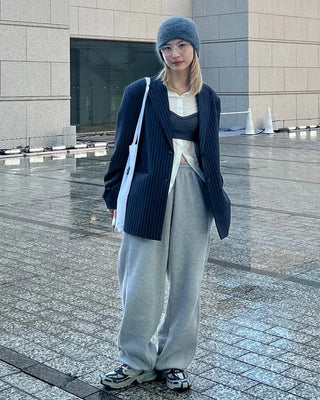 Striped Shoulder Pad Oversized Jacket