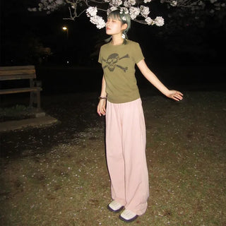 Summer nylon elastic waist pants
