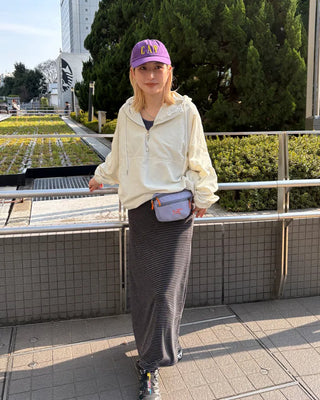 Wide-waist slim striped maxi skirt